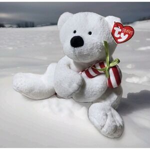 VINTAGE Ty PLUFFIES CANDY CANE Christmas Bear Stuffed Animal Plush NOS 2005 Soft